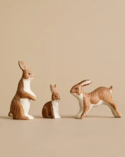 Handmade Wooden Bunny Family
