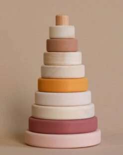 Wooden Pyramid Stacker - Pink