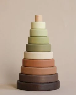 Wooden Pyramid Stacker - Olive