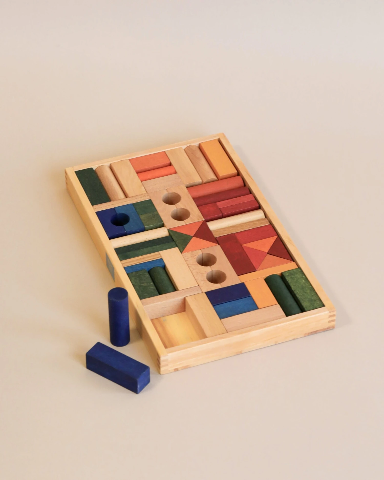 Wooden Rainbow Blocks In Tray - 54 Pcs