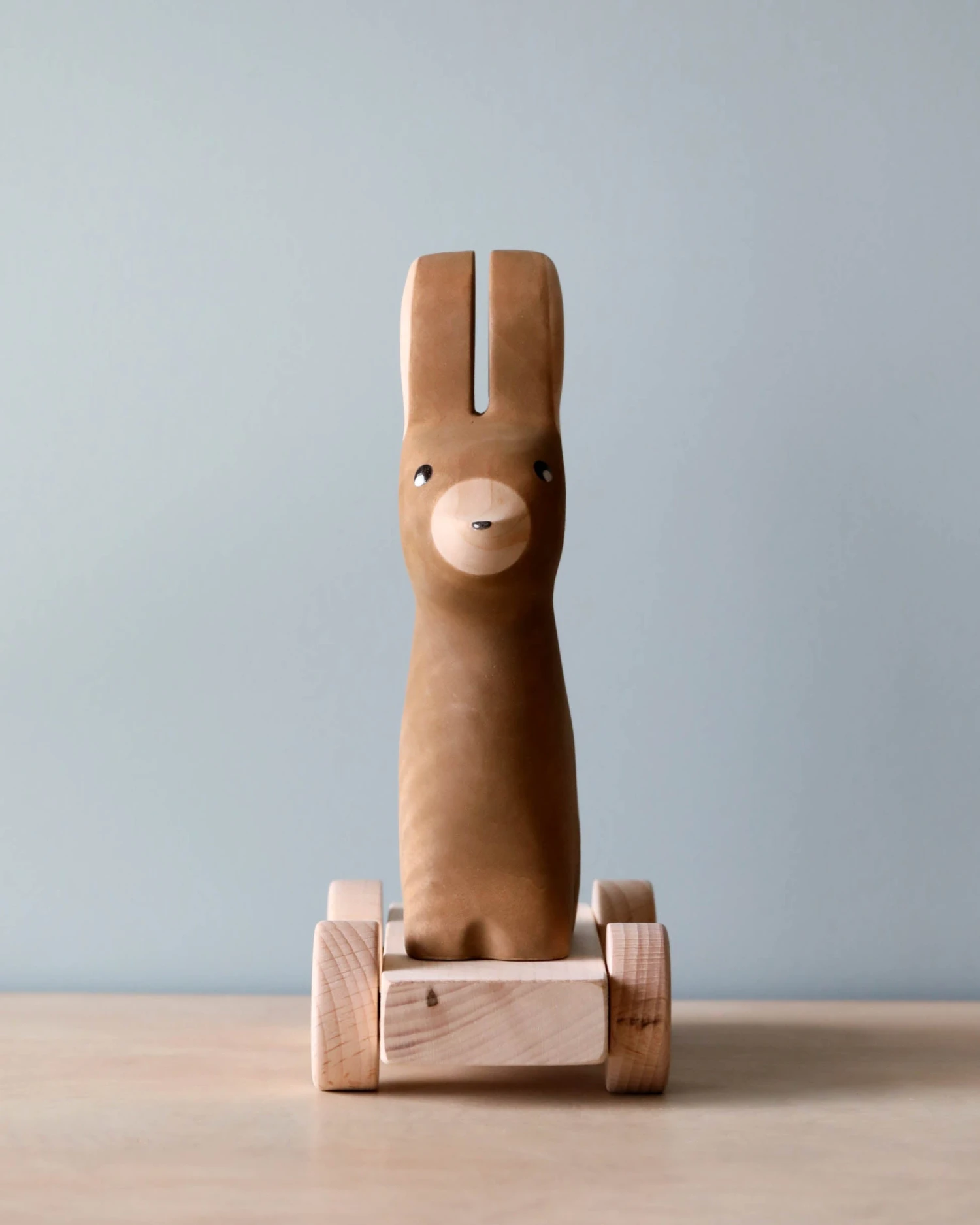 Handmade Wooden Bunny Push Toy With Built-In Magnets - Image 3