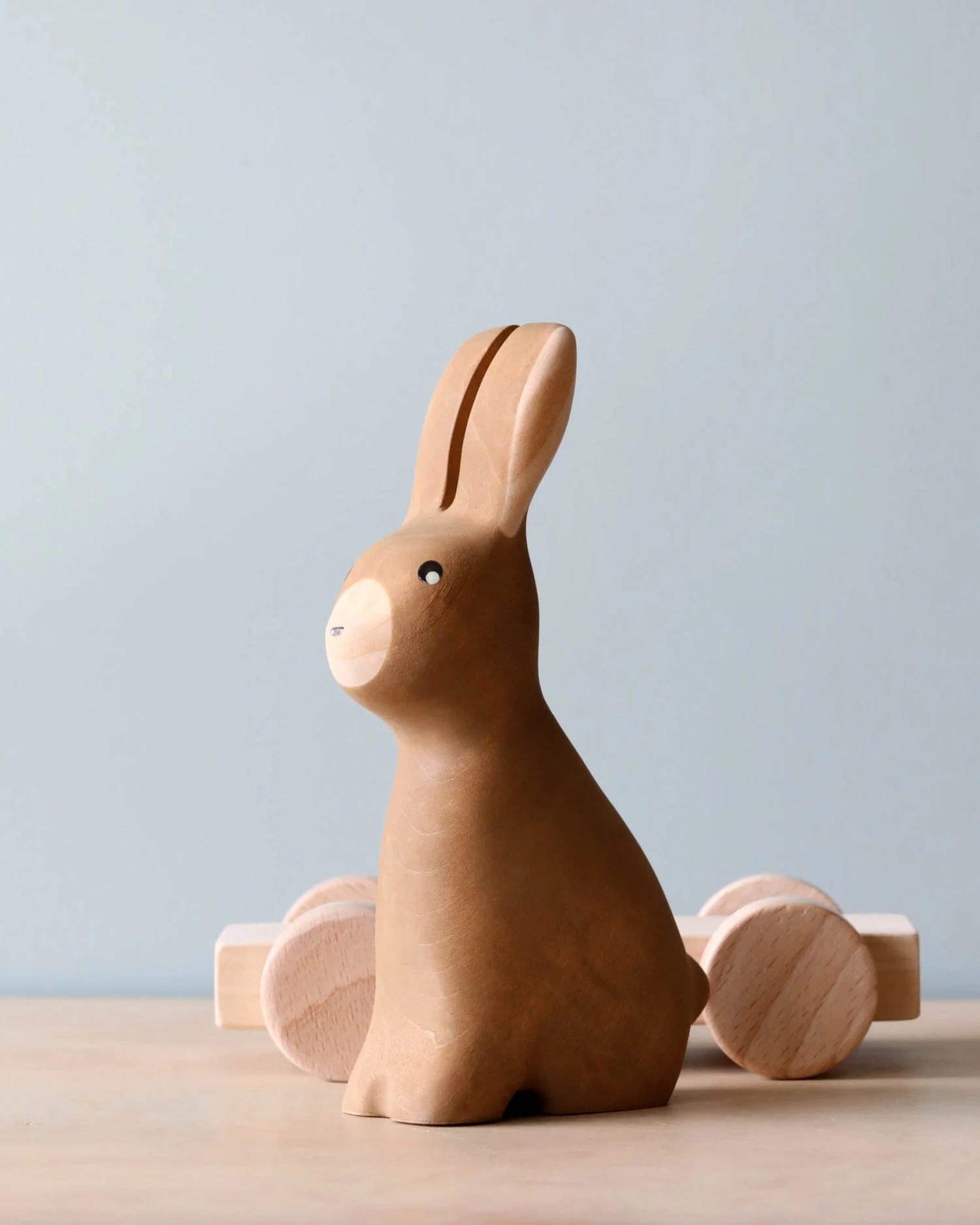 Handmade Wooden Bunny Push Toy With Built-In Magnets - Image 2