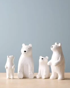 Wooden Polar Bear Family