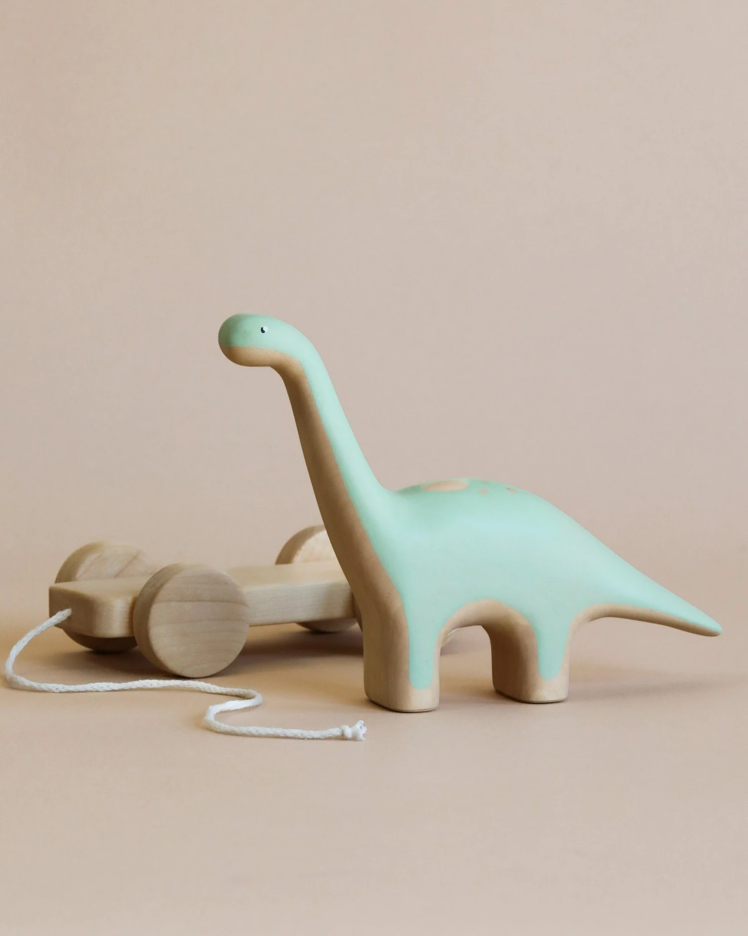 Handmade Wooden Brachiosaurus Dinosaur Push Toy With Built-In Magnets - Image 3