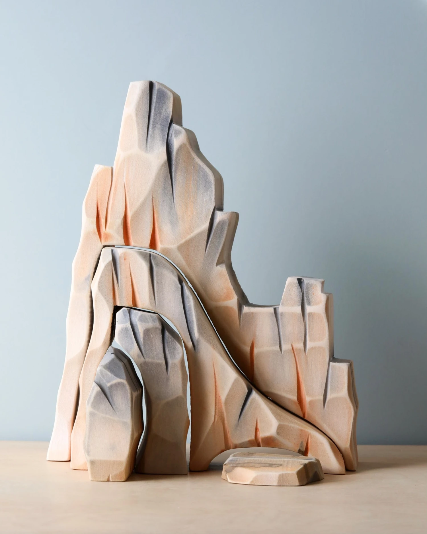 Handmade Wooden Mountain Cliff Scene - Image 5