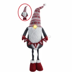 40" LED Light Up Nose Telescoping Standing Gnome With Merry Garland
