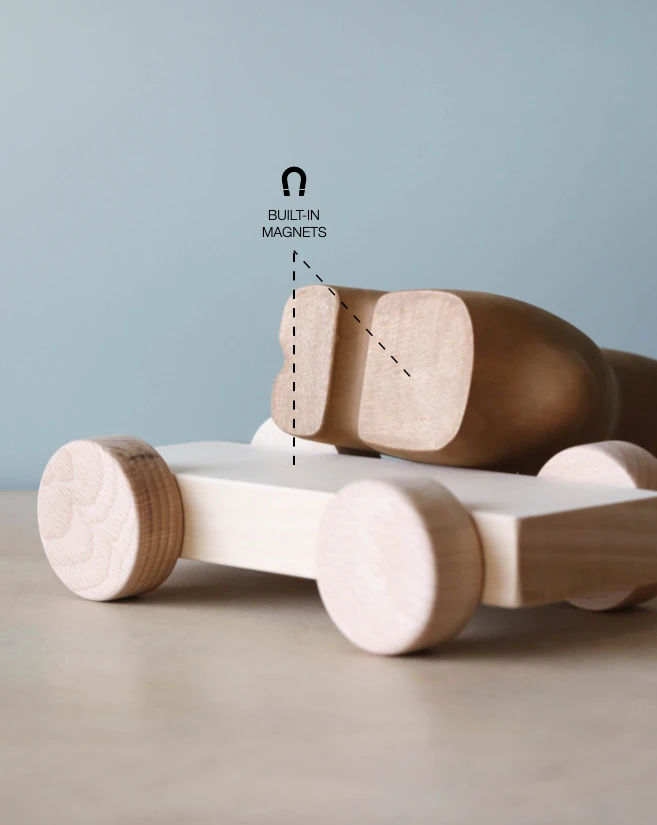 Handmade Wooden Bunny Push Toy With Built-In Magnets - Image 4